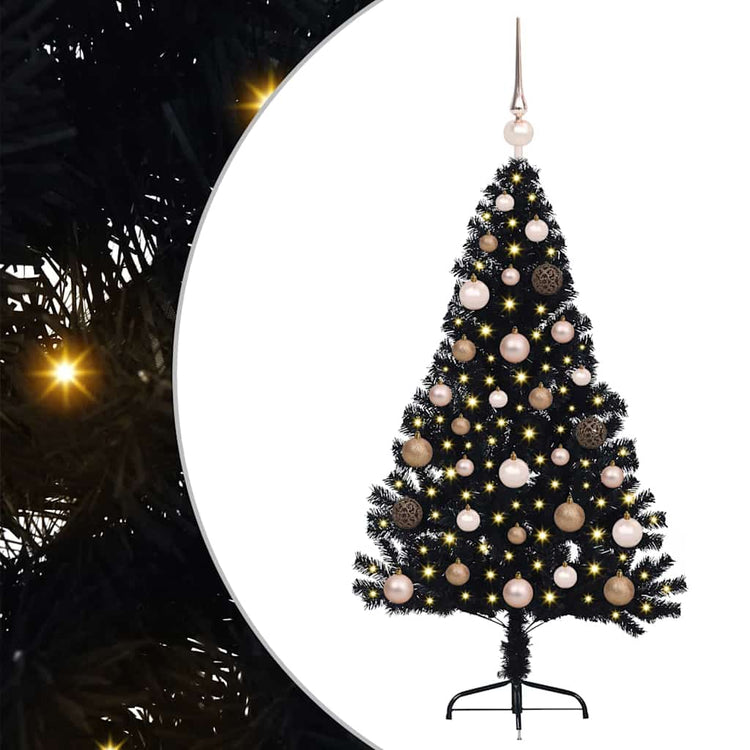 Vidaxx sapin de Noël artificiel illuminé avec 150 LED noir 120 cm PVC
