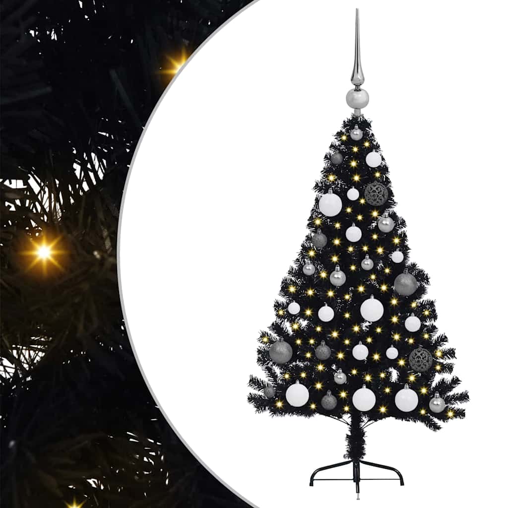 Vidaxx sapin de Noël artificiel illuminé avec 150 LED noir 120 cm PVC
