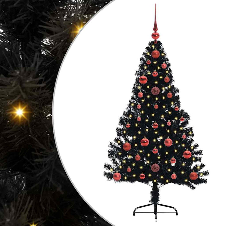 Vidaxx sapin de Noël artificiel illuminé avec 150 LED noir 120 cm PVC