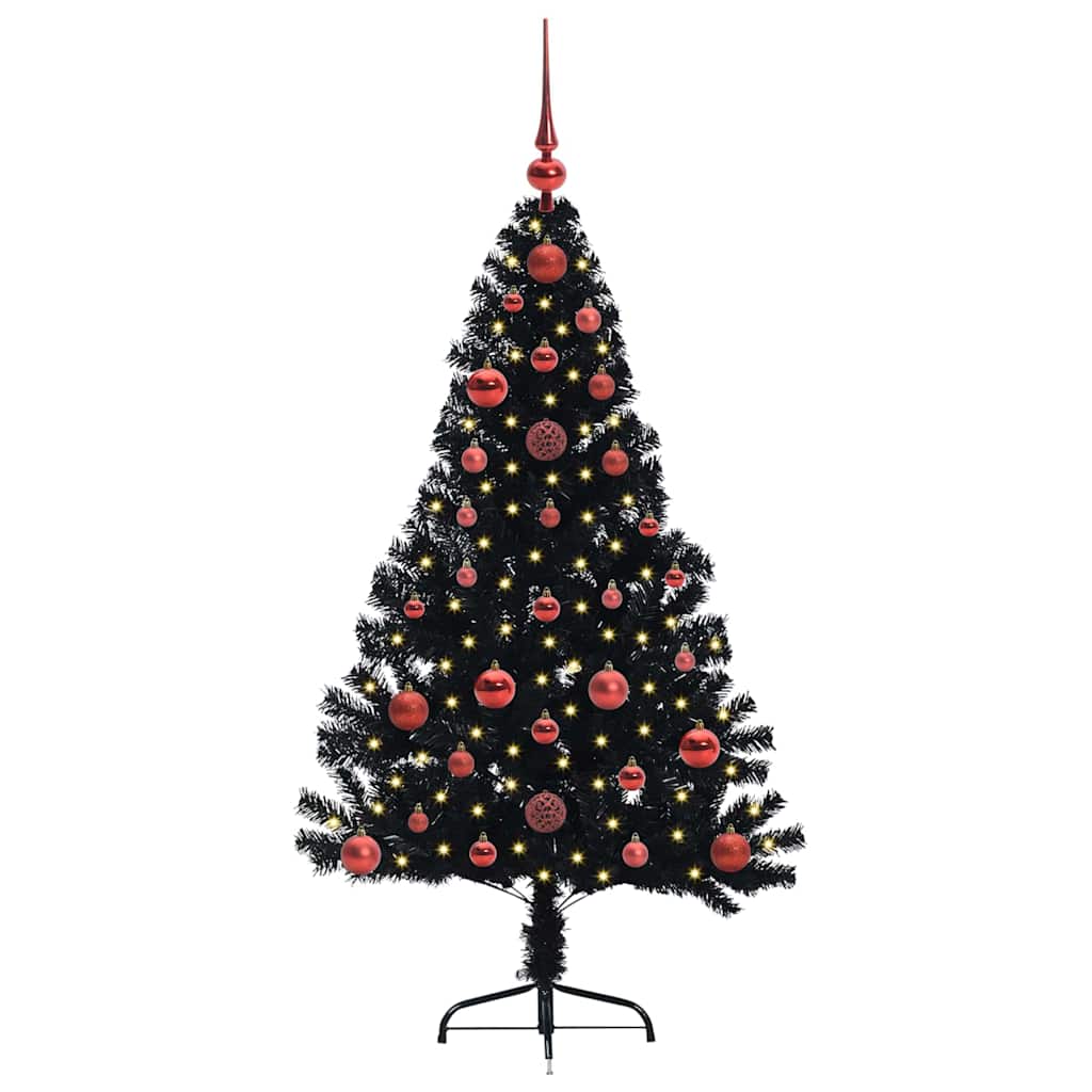 Vidaxx sapin de Noël artificiel illuminé avec 150 LED noir 120 cm PVC