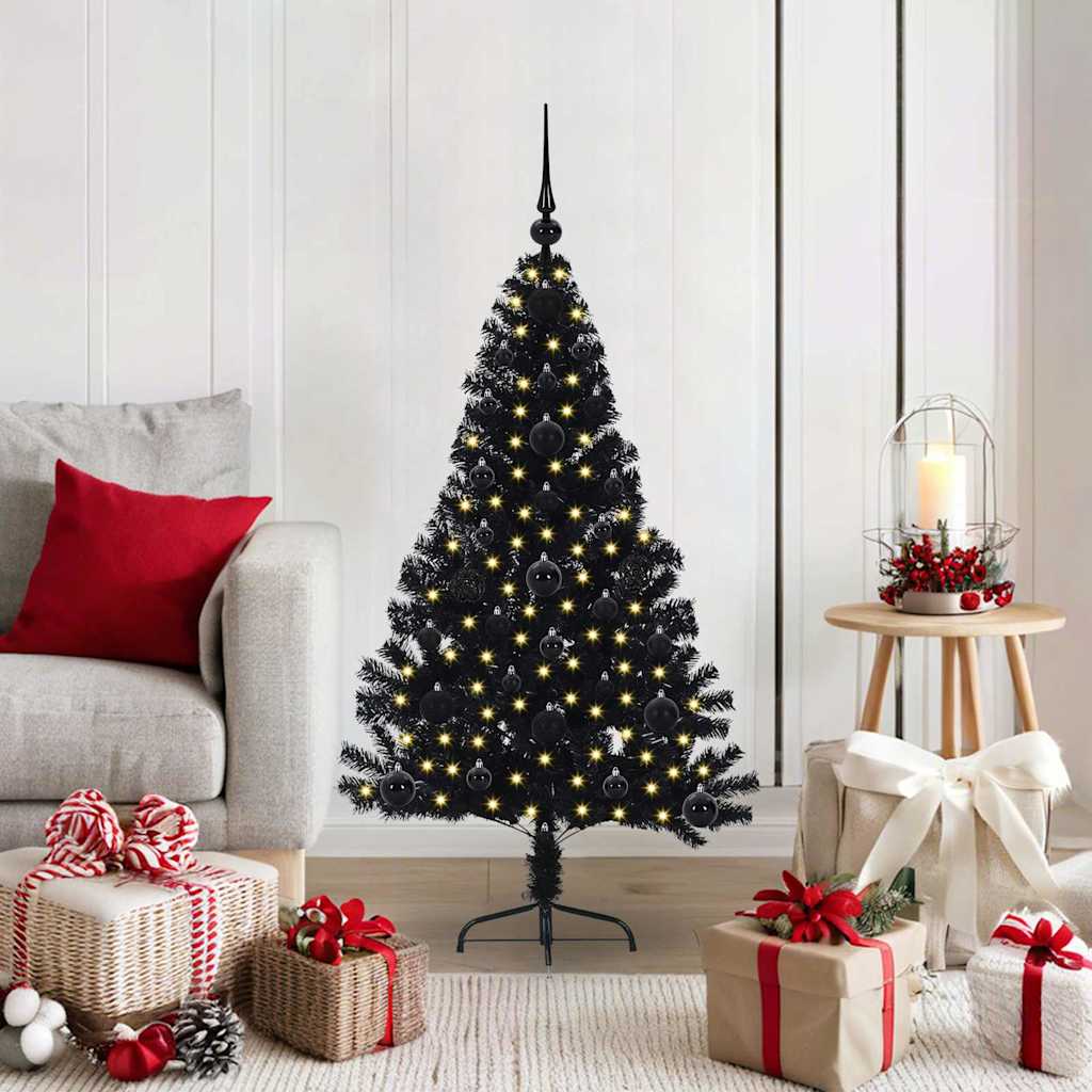 Vidaxx sapin de Noël artificiel illuminé avec 150 LED noir 120 cm PVC