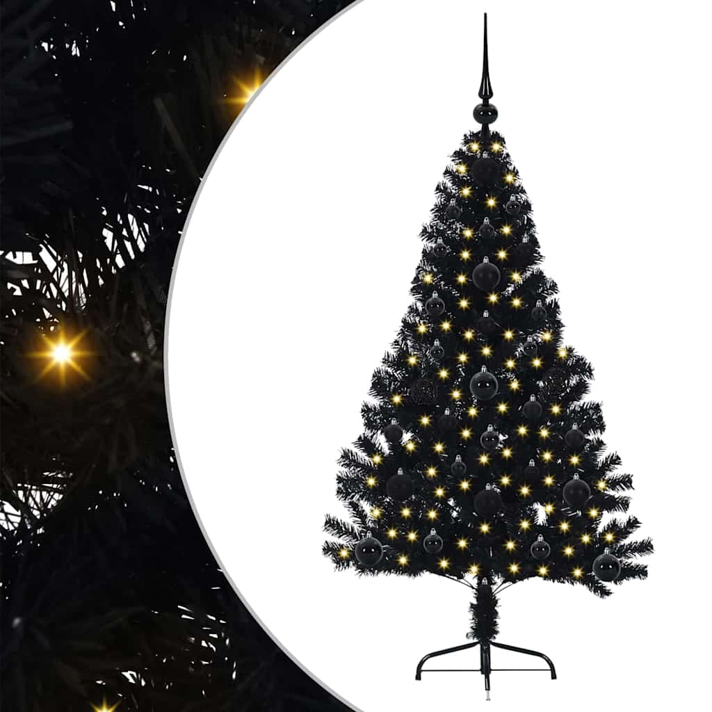 Vidaxx sapin de Noël artificiel illuminé avec 150 LED noir 120 cm PVC