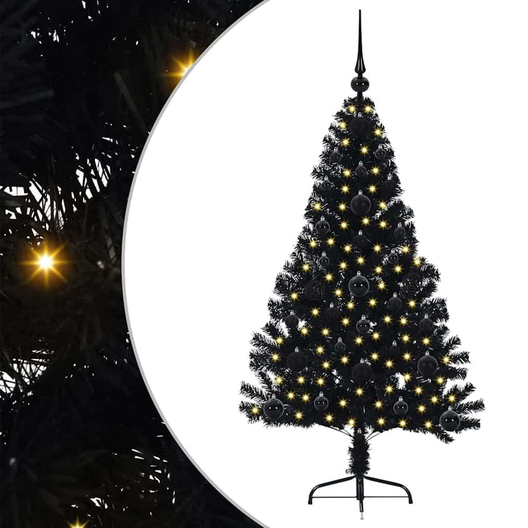 Vidaxx sapin de Noël artificiel illuminé avec 150 LED noir 120 cm PVC