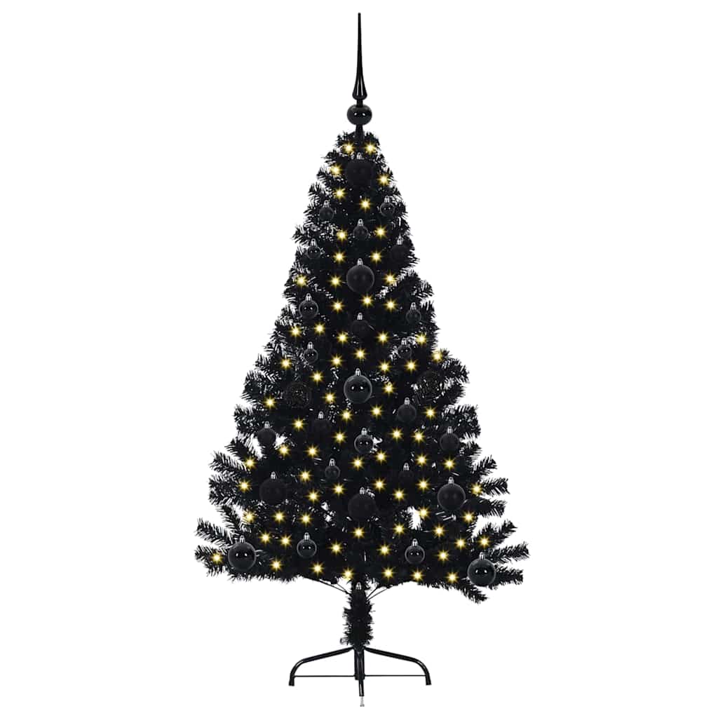 Vidaxx sapin de Noël artificiel illuminé avec 150 LED noir 120 cm PVC