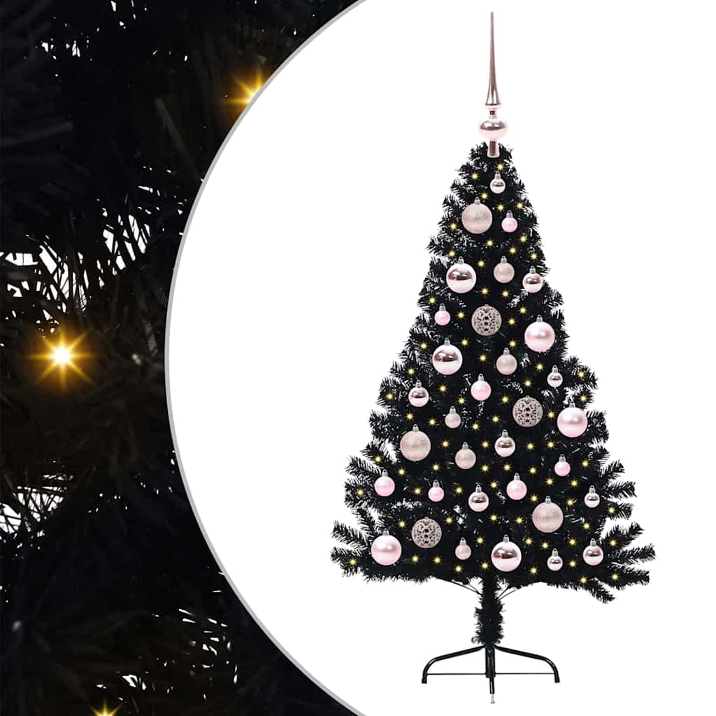 Vidaxx sapin de Noël artificiel illuminé avec 150 LED noir 120 cm PVC