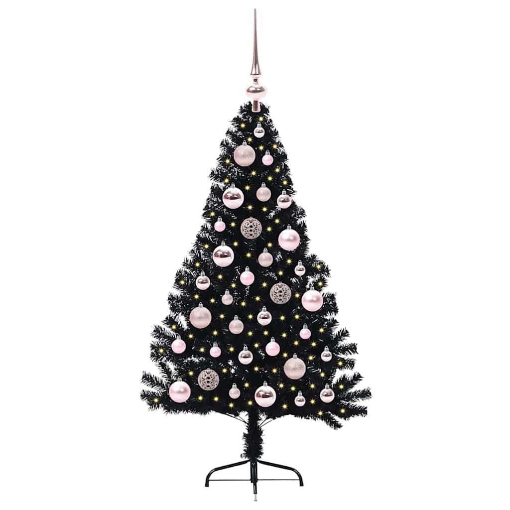 Vidaxx sapin de Noël artificiel illuminé avec 150 LED noir 120 cm PVC