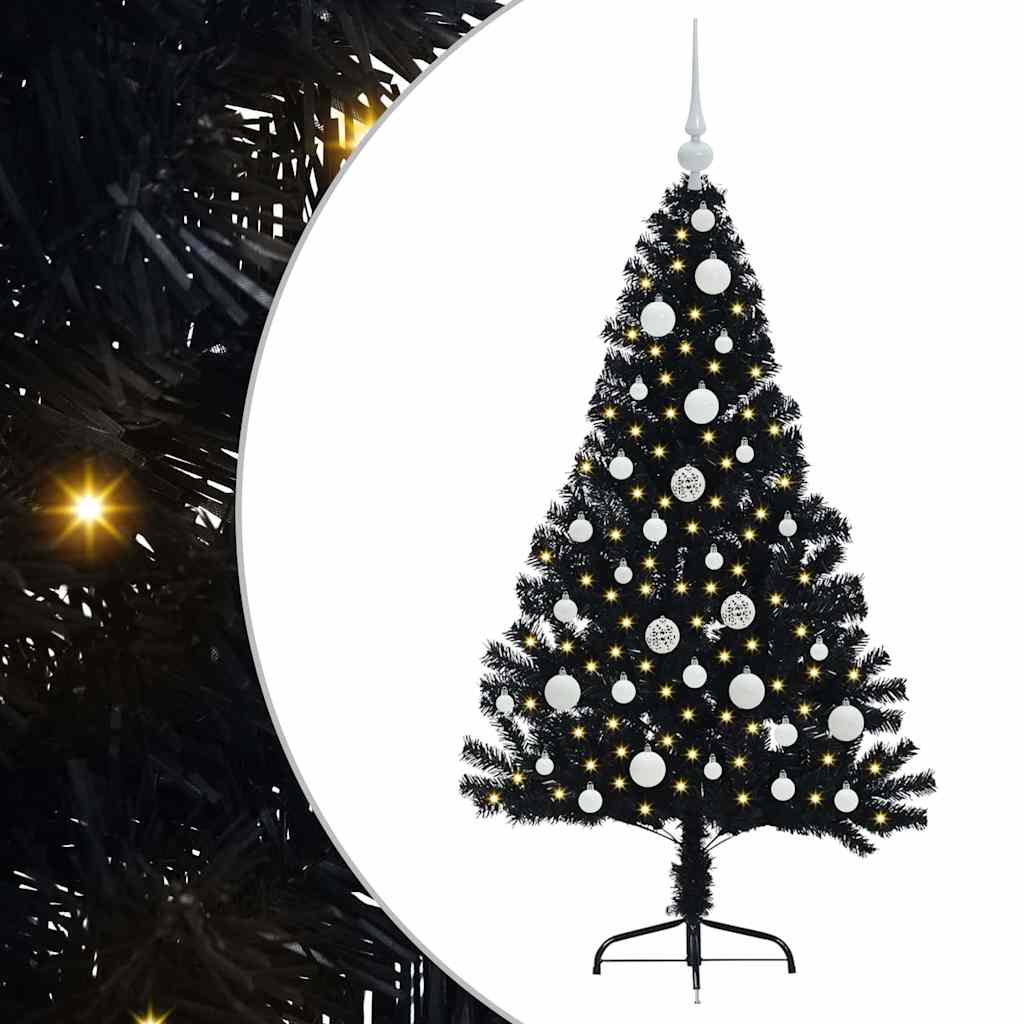 Vidaxx sapin de Noël artificiel illuminé avec 150 LED noir 120 cm PVC