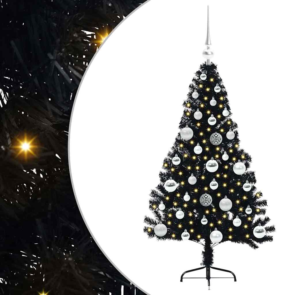 Vidaxx sapin de Noël artificiel illuminé avec 150 LED noir 120 cm PVC