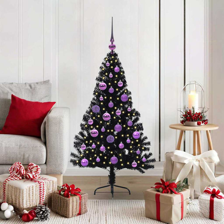 Vidaxx sapin de Noël artificiel illuminé avec 150 LED noir 120 cm PVC