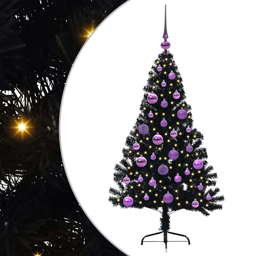 Vidaxx sapin de Noël artificiel illuminé avec 150 LED noir 120 cm PVC