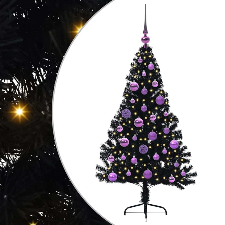 Vidaxx sapin de Noël artificiel illuminé avec 150 LED noir 120 cm PVC