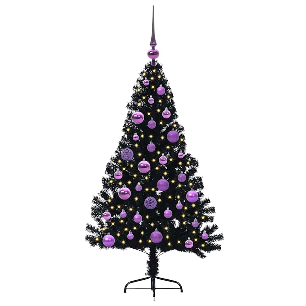 Vidaxx sapin de Noël artificiel illuminé avec 150 LED noir 120 cm PVC