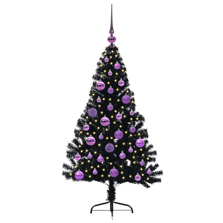 Vidaxx sapin de Noël artificiel illuminé avec 150 LED noir 120 cm PVC