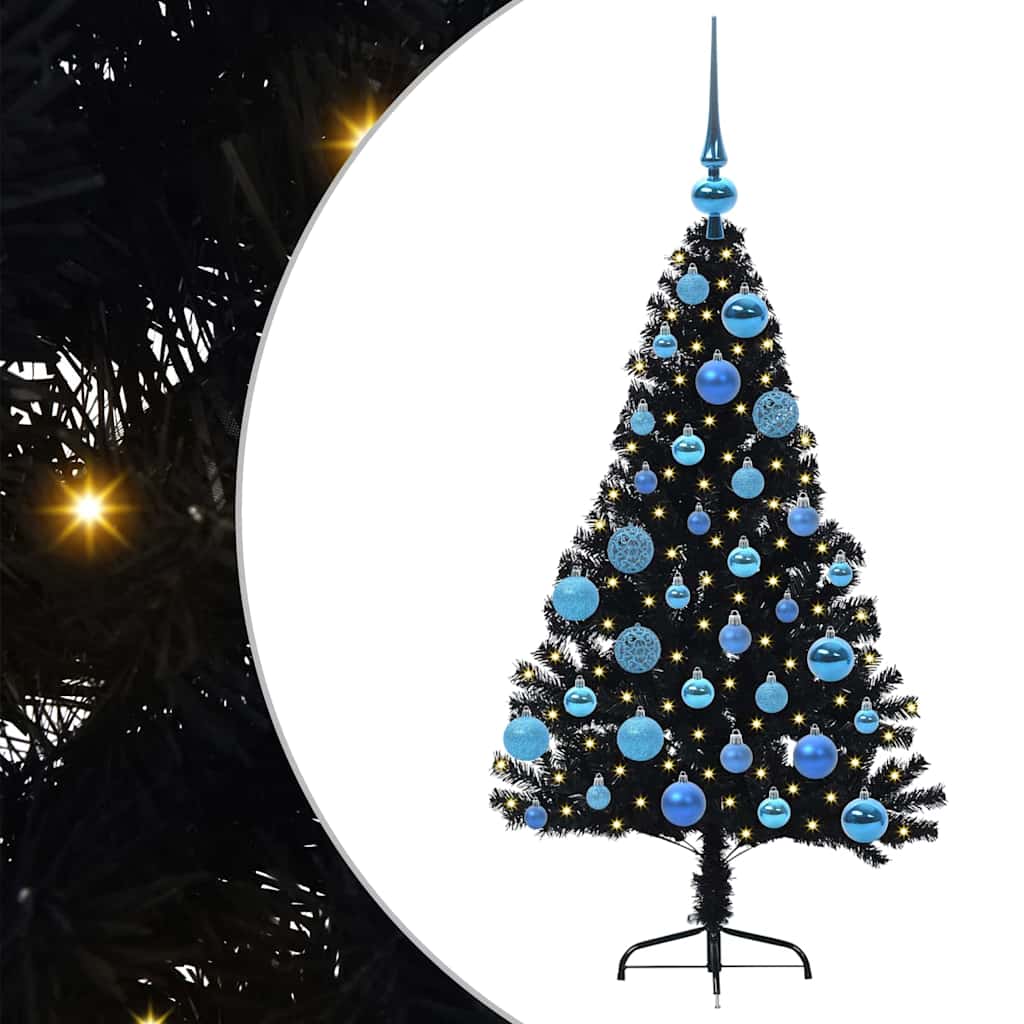 Vidaxx sapin de Noël artificiel illuminé avec 150 LED noir 120 cm PVC