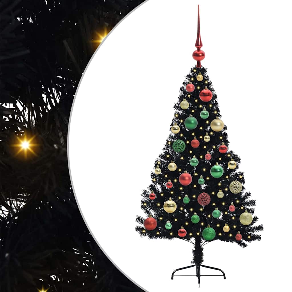 Vidaxx sapin de Noël artificiel illuminé avec 150 LED noir 120 cm PVC