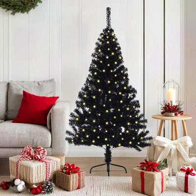 VidaXL sapin de Noël artificiel illuminé avec 150 LED noir 150 cm PVC