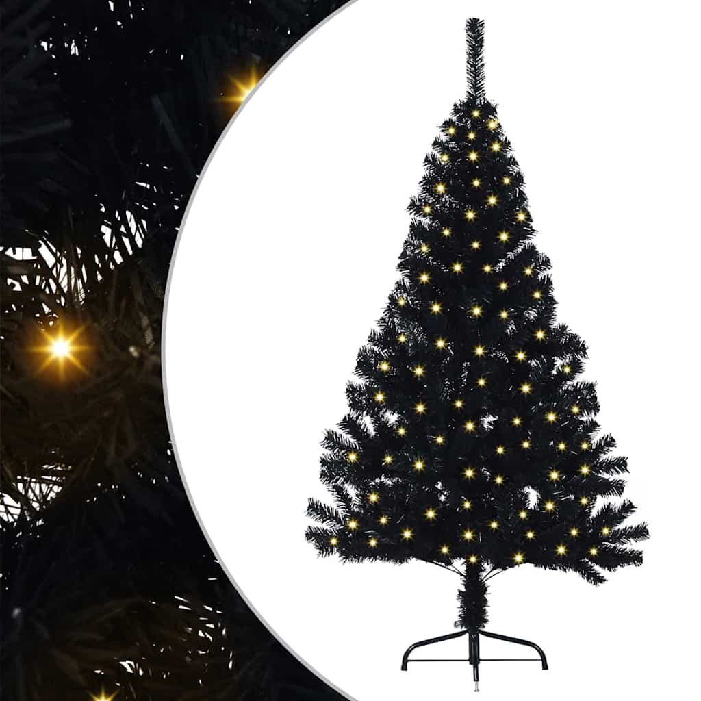 VidaXL sapin de Noël artificiel illuminé avec 150 LED noir 150 cm PVC