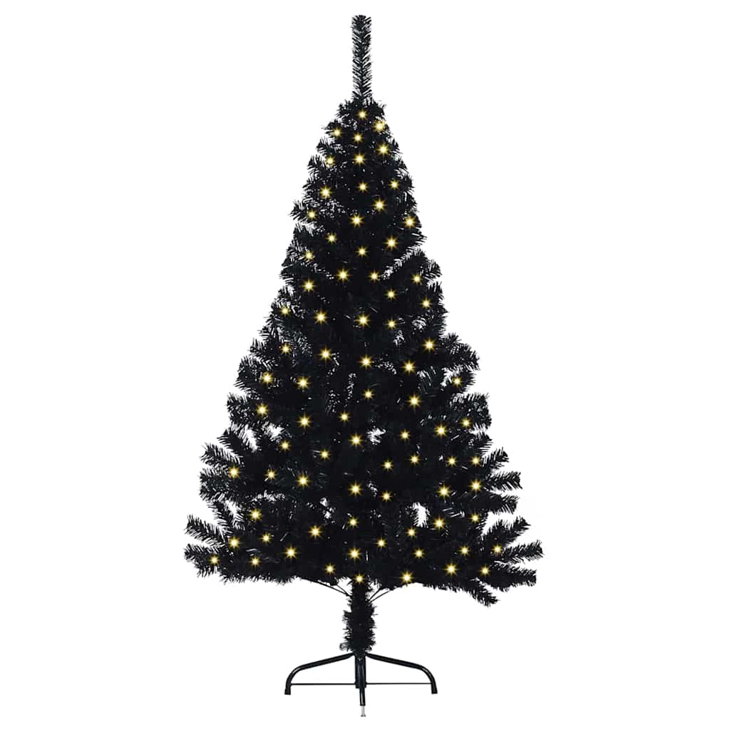 VidaXL sapin de Noël artificiel illuminé avec 150 LED noir 150 cm PVC