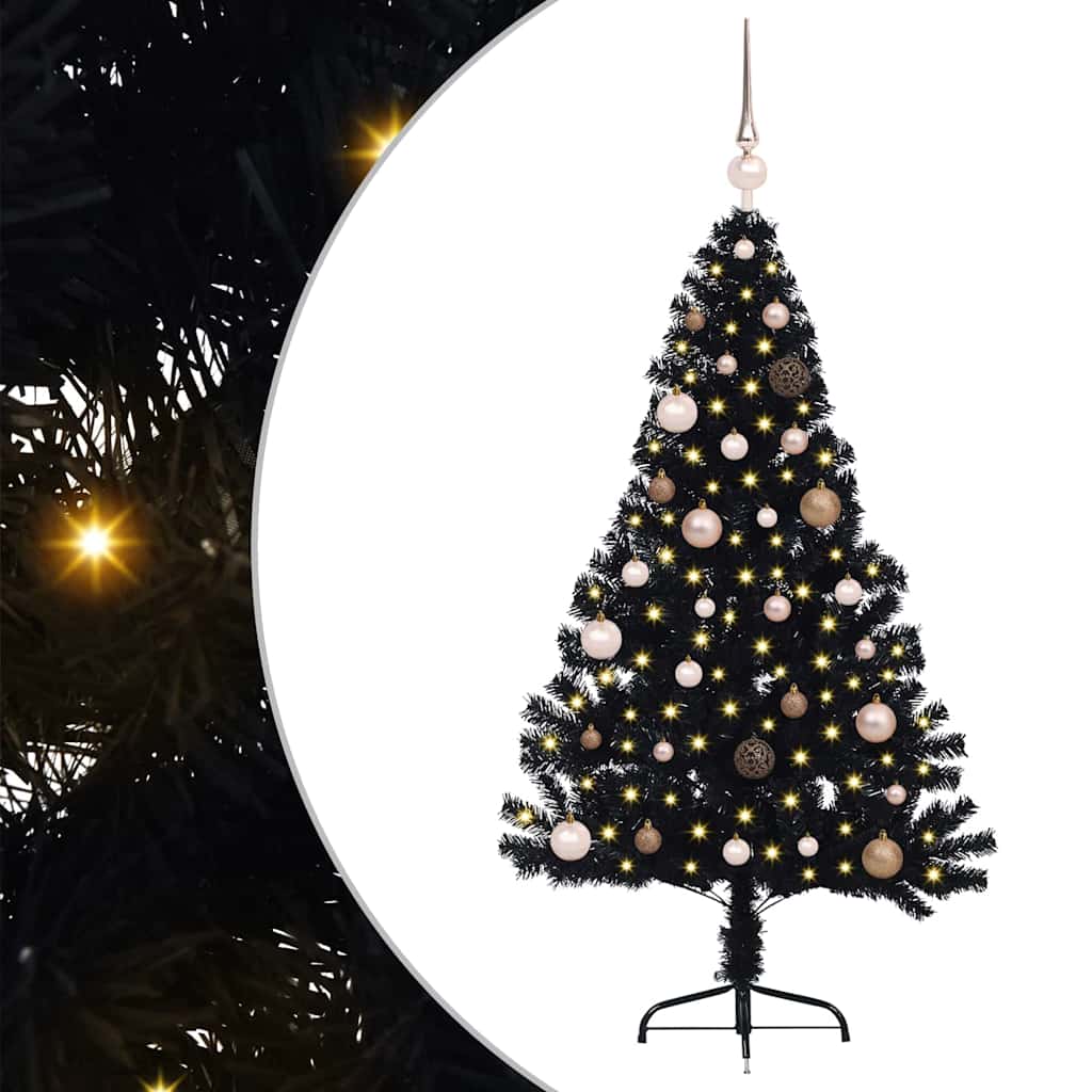 VidaXL sapin de Noël artificiel illuminé avec 150 LED noir 150 cm PVC