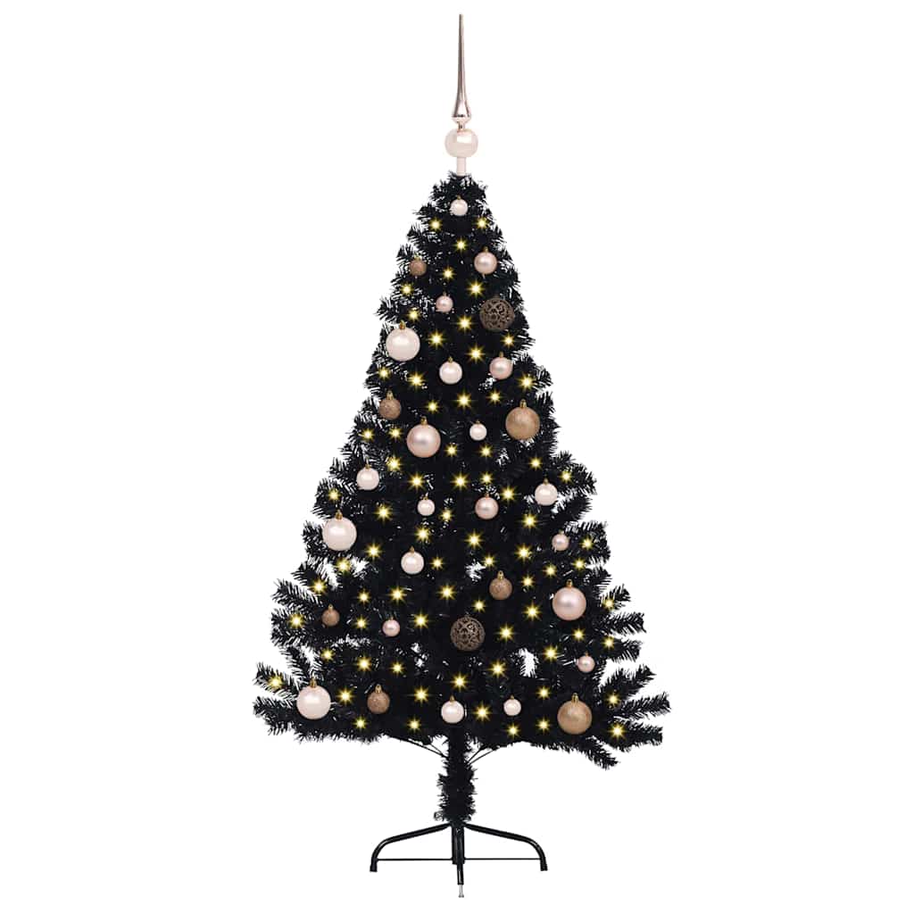 VidaXL sapin de Noël artificiel illuminé avec 150 LED noir 150 cm PVC
