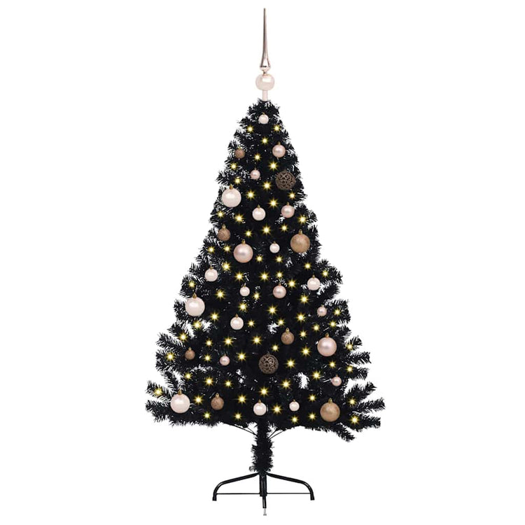 VidaXL sapin de Noël artificiel illuminé avec 150 LED noir 150 cm PVC