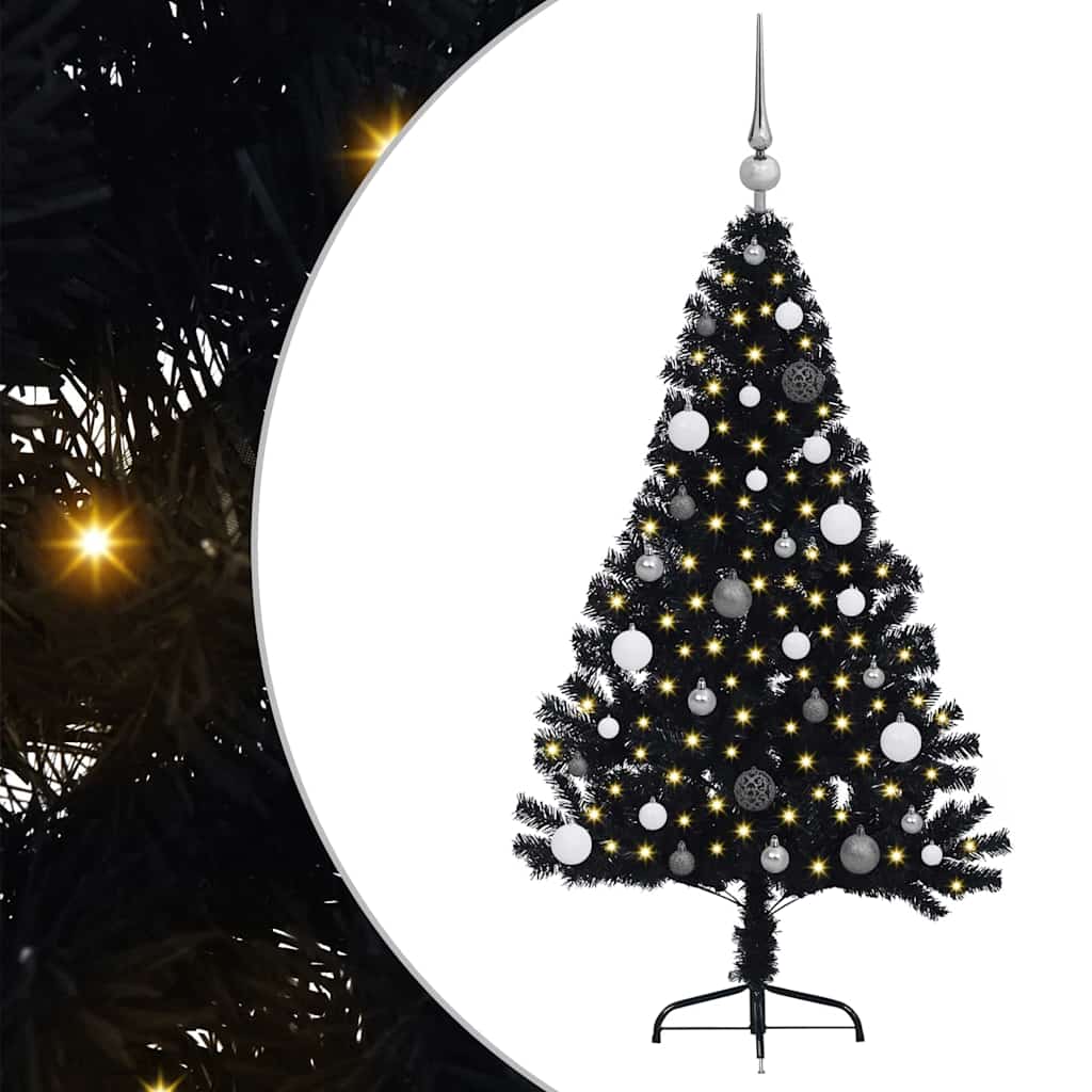 VidaXL sapin de Noël artificiel illuminé avec 150 LED noir 150 cm PVC