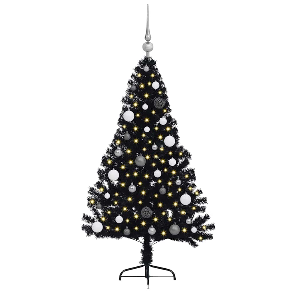 VidaXL sapin de Noël artificiel illuminé avec 150 LED noir 150 cm PVC