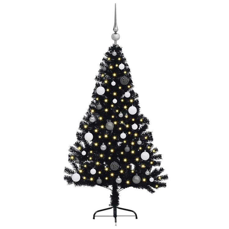 VidaXL sapin de Noël artificiel illuminé avec 150 LED noir 150 cm PVC