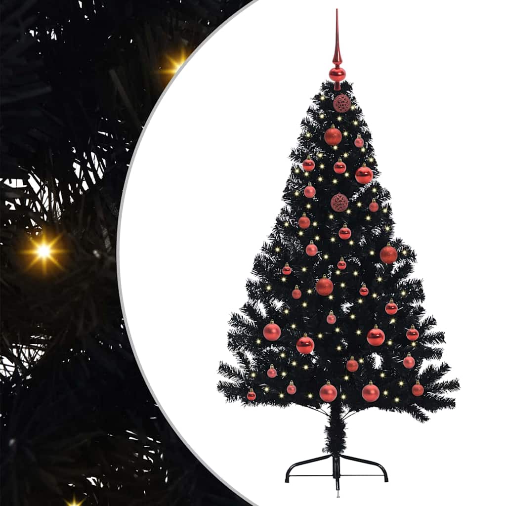 VidaXL sapin de Noël artificiel illuminé avec 150 LED noir 150 cm PVC