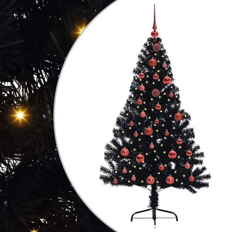 VidaXL sapin de Noël artificiel illuminé avec 150 LED noir 150 cm PVC