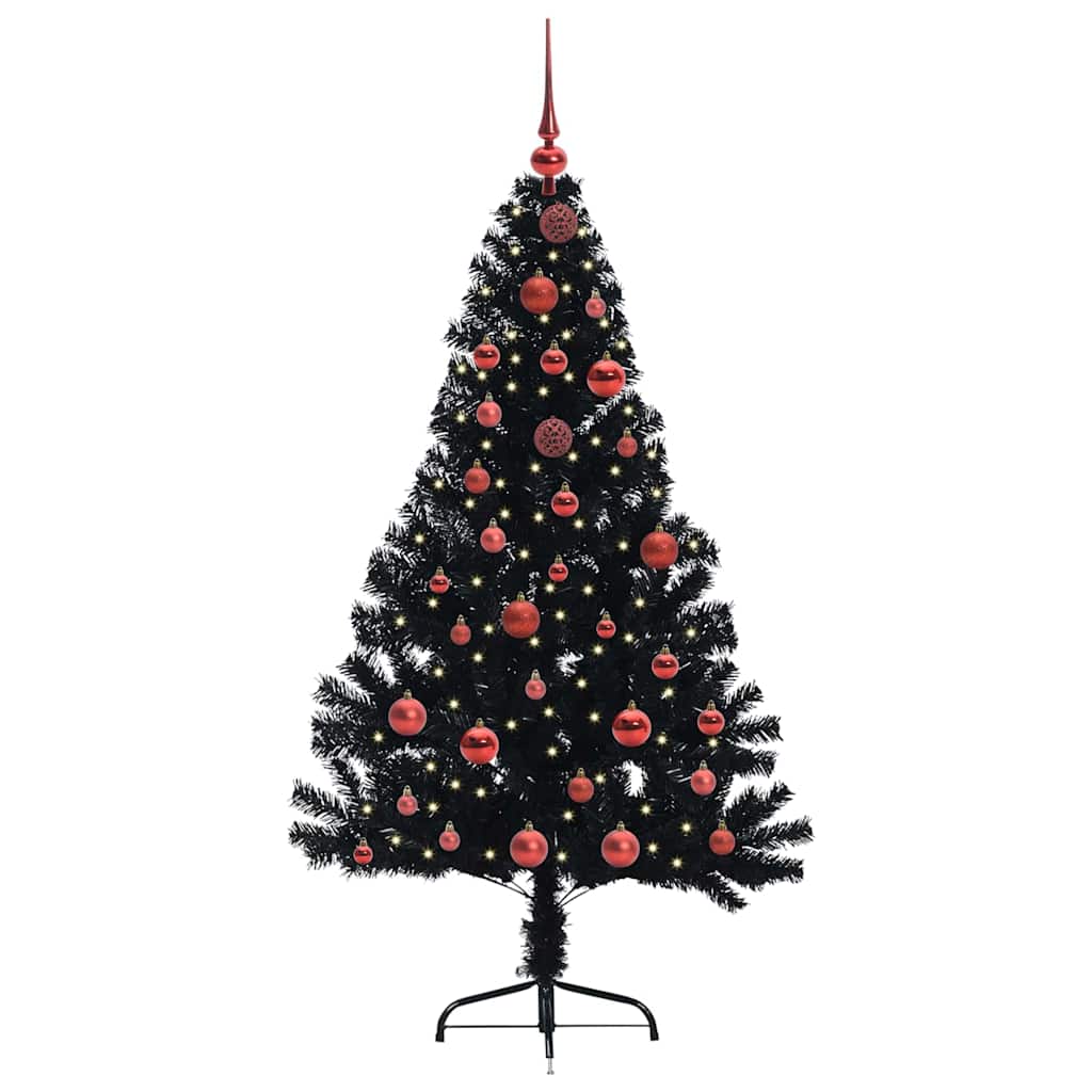VidaXL sapin de Noël artificiel illuminé avec 150 LED noir 150 cm PVC