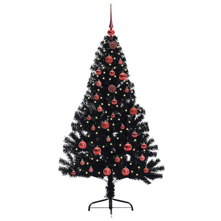 VidaXL sapin de Noël artificiel illuminé avec 150 LED noir 150 cm PVC