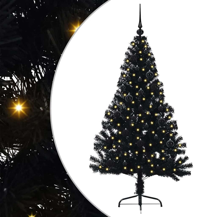 VidaXL sapin de Noël artificiel illuminé avec 150 LED noir 150 cm PVC