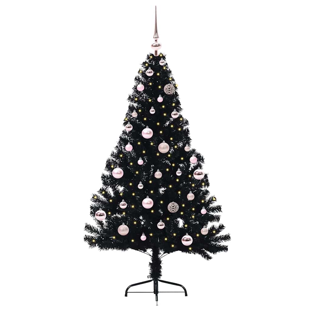 VidaXL sapin de Noël artificiel illuminé avec 150 LED noir 150 cm PVC
