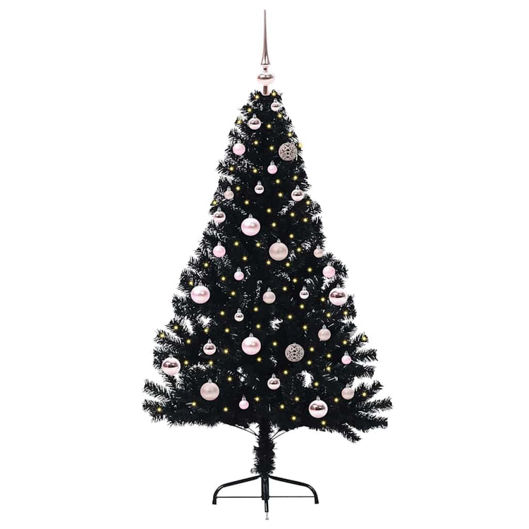 VidaXL sapin de Noël artificiel illuminé avec 150 LED noir 150 cm PVC