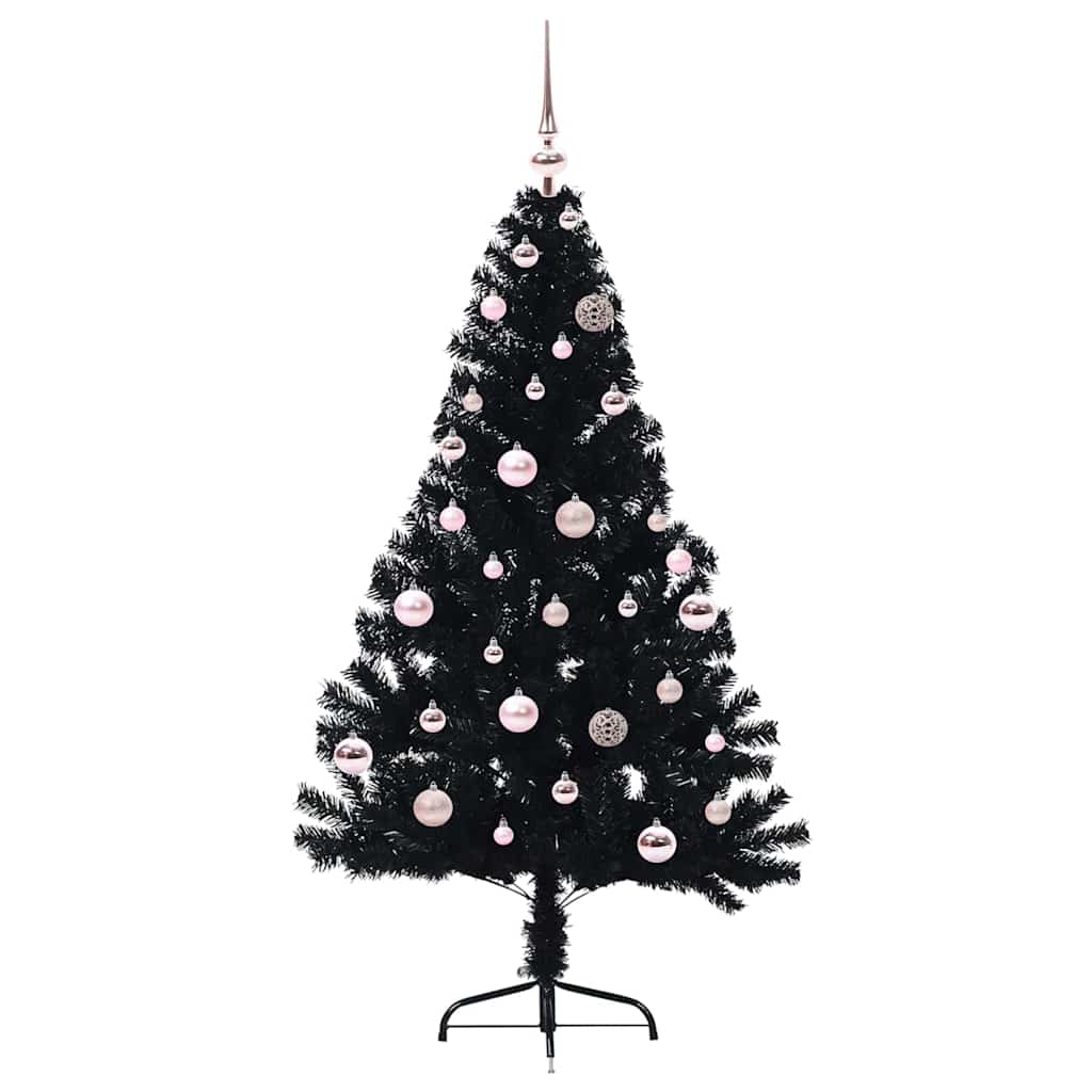 VidaXL sapin de Noël artificiel illuminé avec 150 LED noir 150 cm PVC