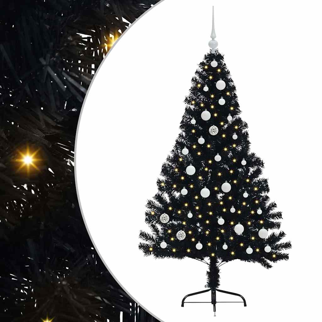 VidaXL sapin de Noël artificiel illuminé avec 150 LED noir 150 cm PVC