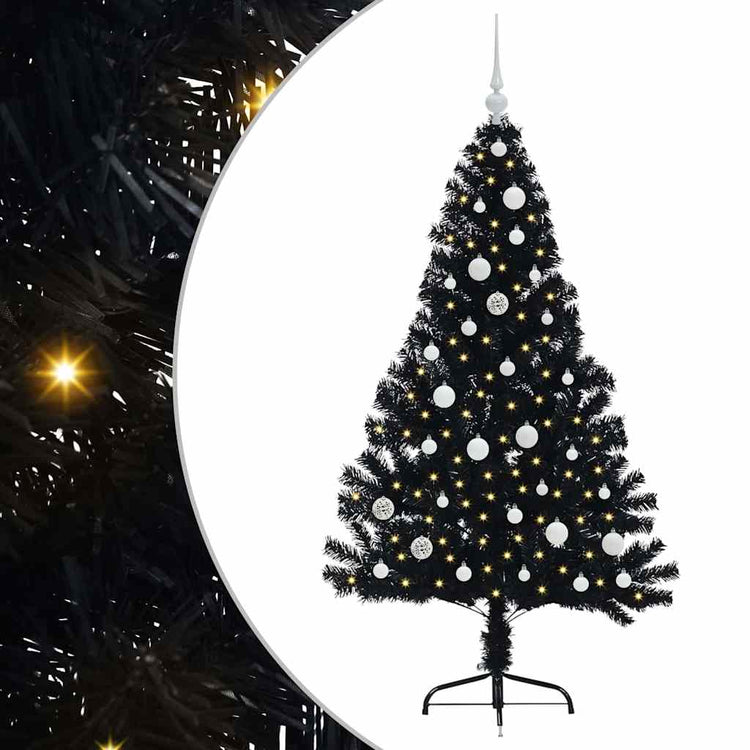 VidaXL sapin de Noël artificiel illuminé avec 150 LED noir 150 cm PVC