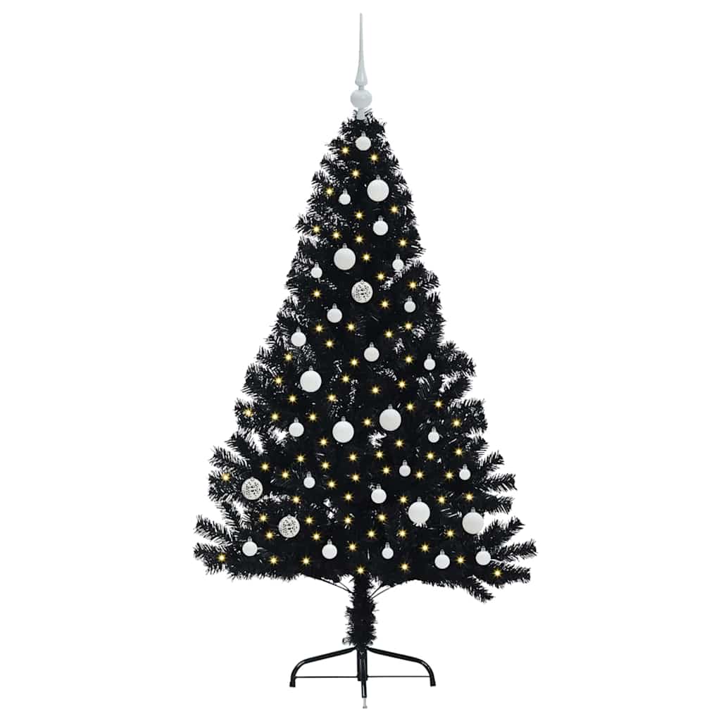 VidaXL sapin de Noël artificiel illuminé avec 150 LED noir 150 cm PVC