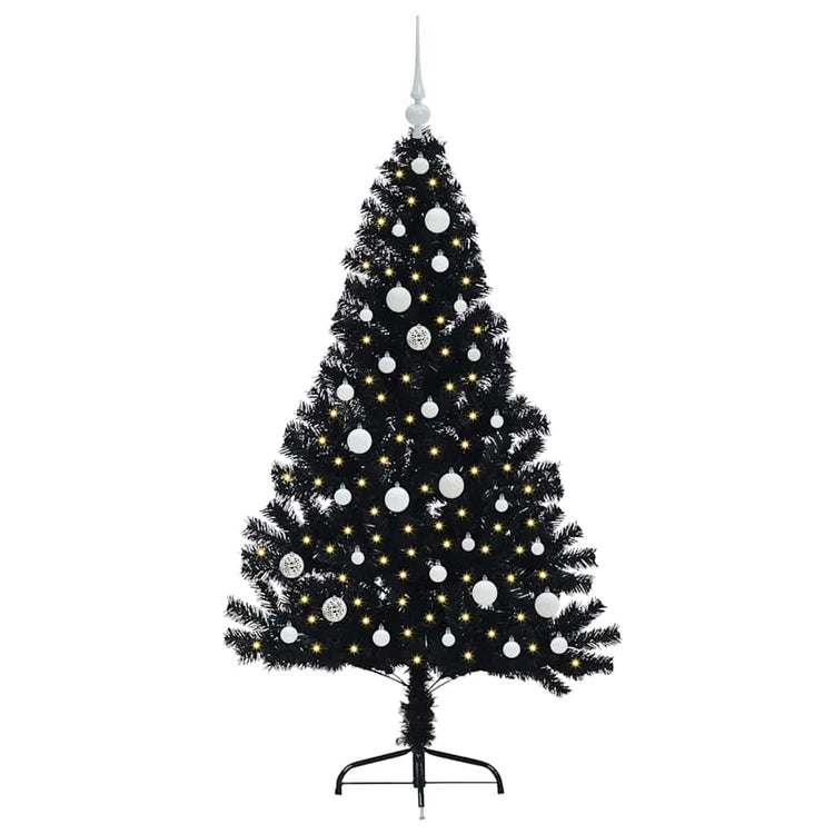 VidaXL sapin de Noël artificiel illuminé avec 150 LED noir 150 cm PVC