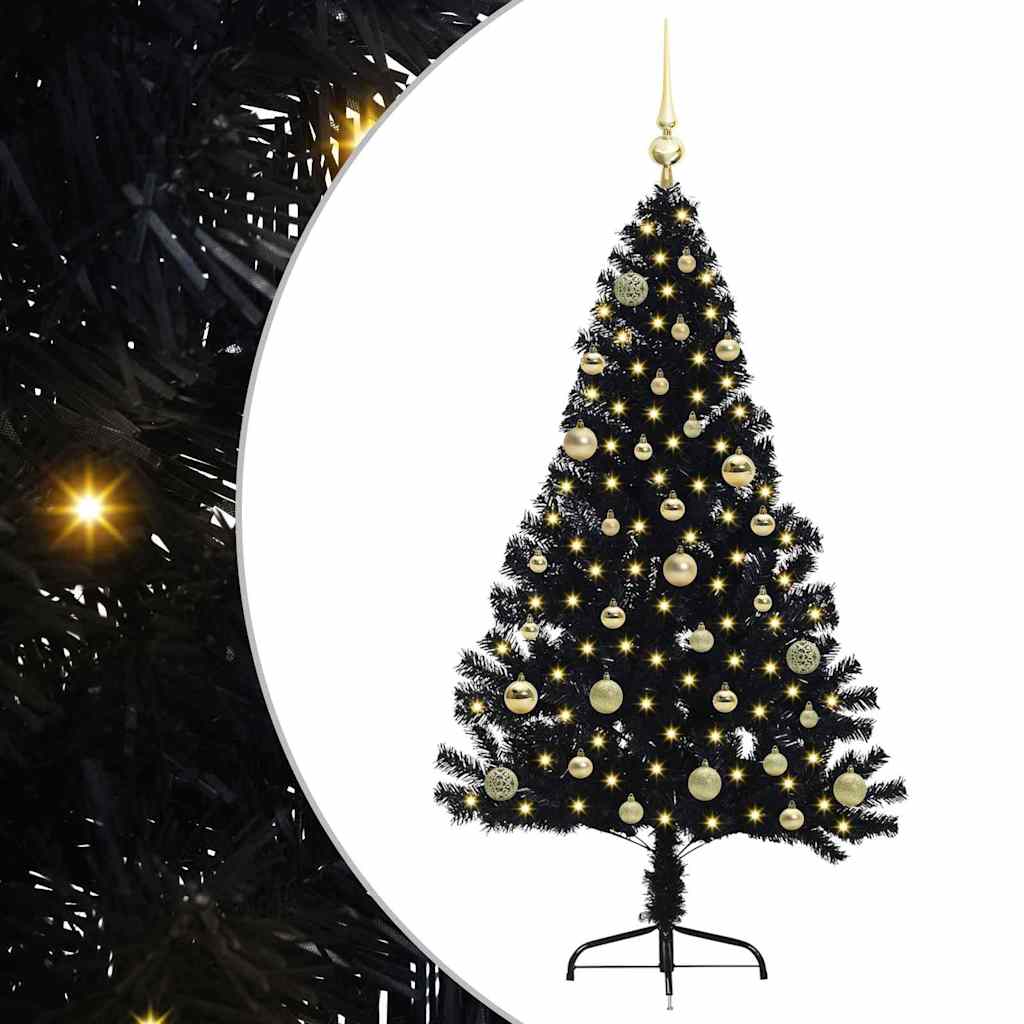 VidaXL sapin de Noël artificiel illuminé avec 150 LED noir 150 cm PVC