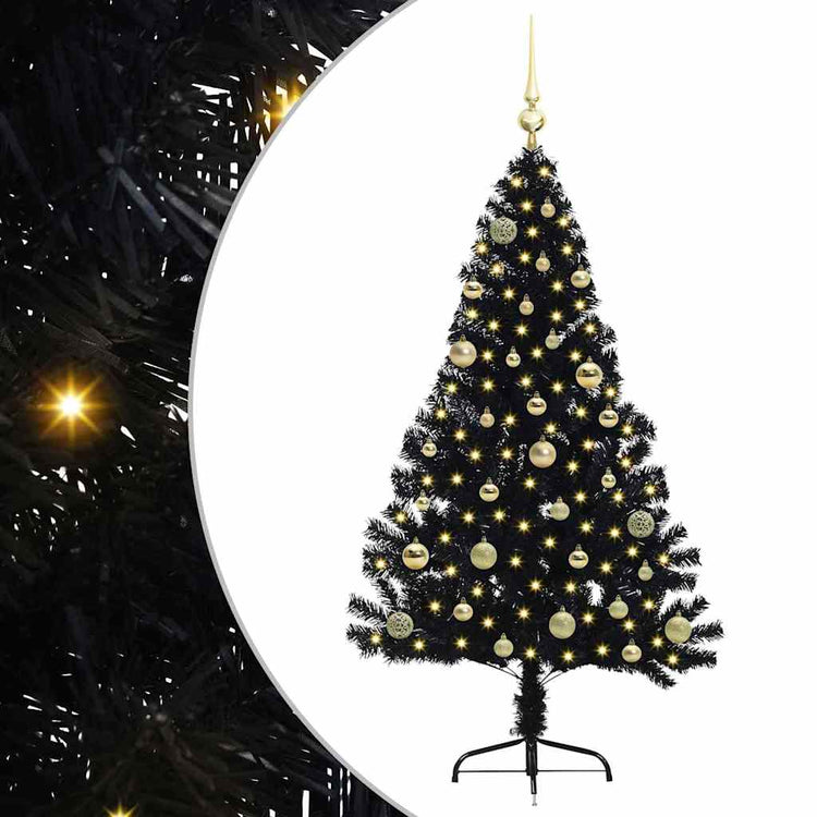 VidaXL sapin de Noël artificiel illuminé avec 150 LED noir 150 cm PVC