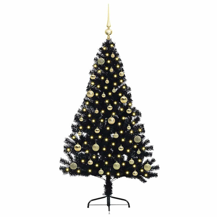 VidaXL sapin de Noël artificiel illuminé avec 150 LED noir 150 cm PVC