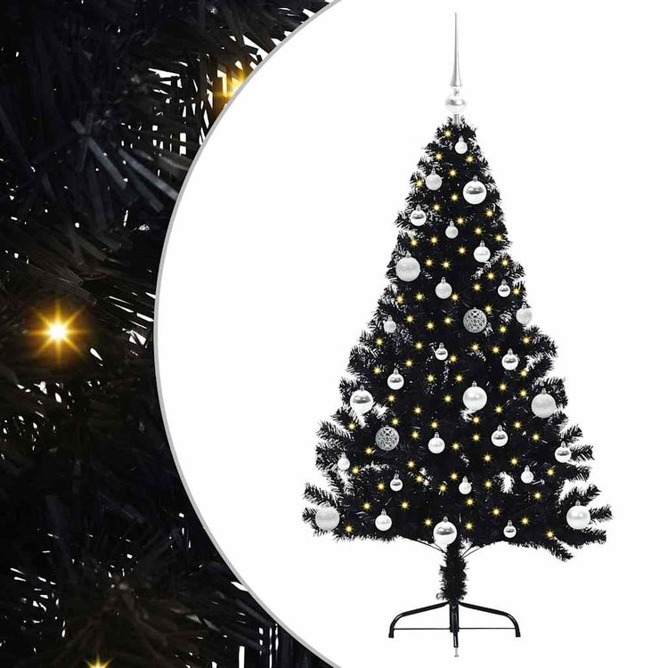 VidaXL sapin de Noël artificiel illuminé avec 150 LED noir 150 cm PVC