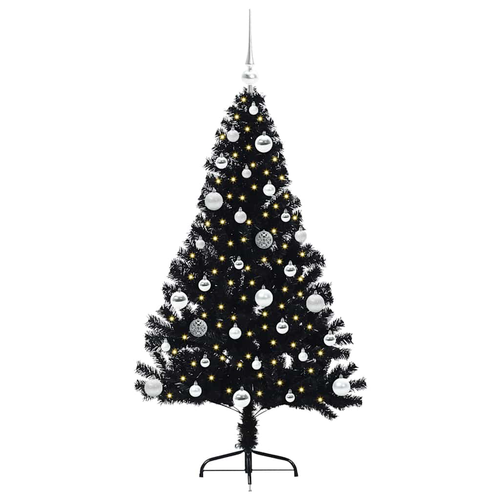 VidaXL sapin de Noël artificiel illuminé avec 150 LED noir 150 cm PVC