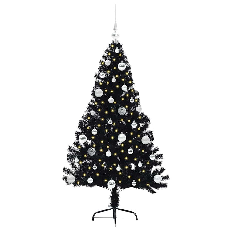 VidaXL sapin de Noël artificiel illuminé avec 150 LED noir 150 cm PVC