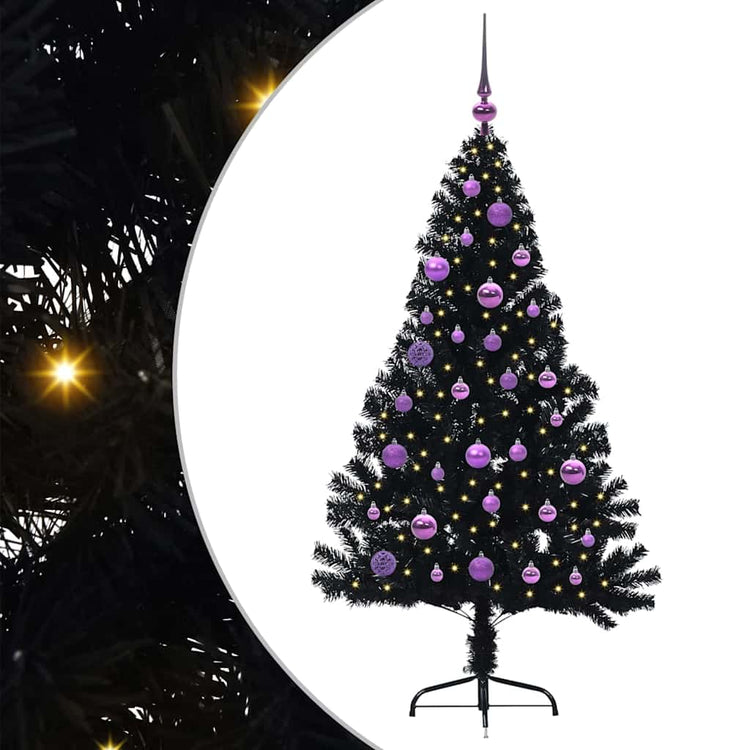 VidaXL sapin de Noël artificiel illuminé avec 150 LED noir 150 cm PVC