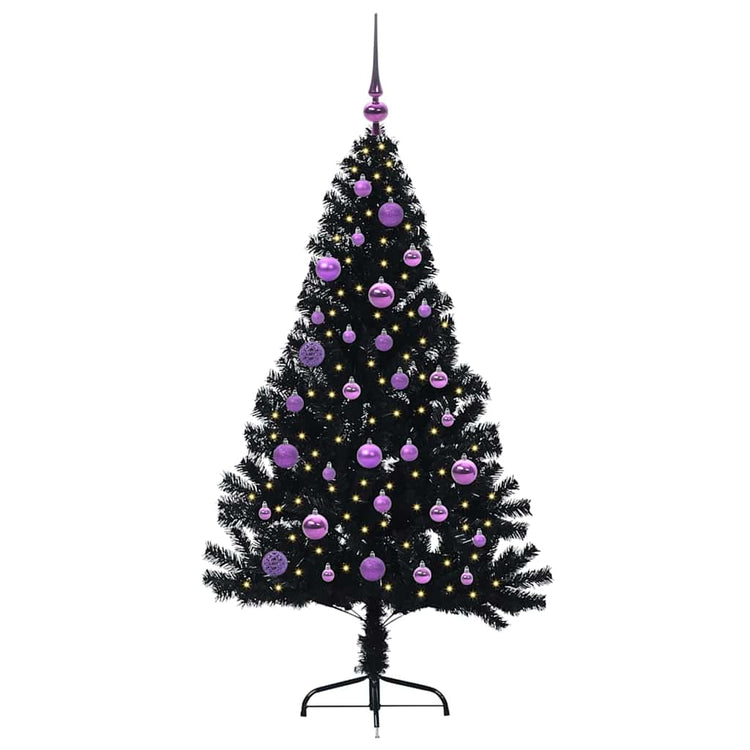 VidaXL sapin de Noël artificiel illuminé avec 150 LED noir 150 cm PVC