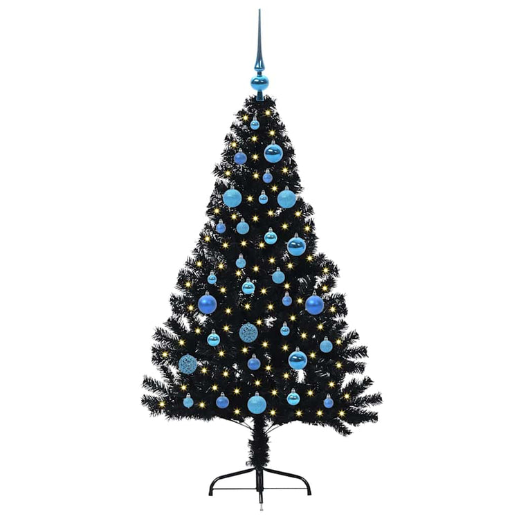 VidaXL sapin de Noël artificiel illuminé avec 150 LED noir 150 cm PVC