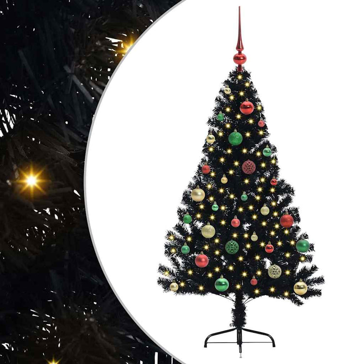 VidaXL sapin de Noël artificiel illuminé avec 150 LED noir 150 cm PVC